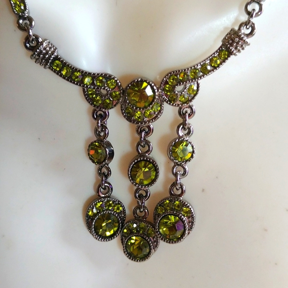 COOKIE LEE NECKLACE RHINESTONES ART DECO REPRODUCTION 16" LONG